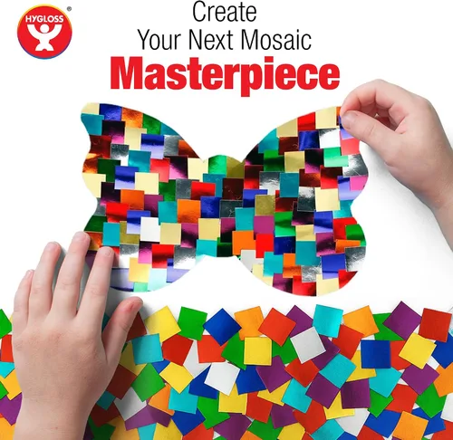 Vista 5 de Hygloss 1,000 cuadrados pequeños de cartulina brillante – Cuadrados de cartón metálico de 1 pulgada – Ideal para manualidades de mosaico, artes