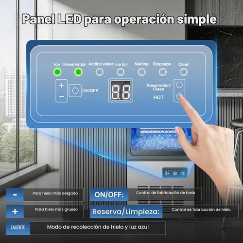 Vista 8 de Máquina de hielo comercial de 90 libras, almacenamiento de 18
