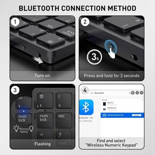 Vista 2 de havit Teclado Numérico Bluetooth Inalámbrico Teclado Numérico Portátil Mini de 26 Teclas para Contabilidad Financiera, Recargable, para Windows