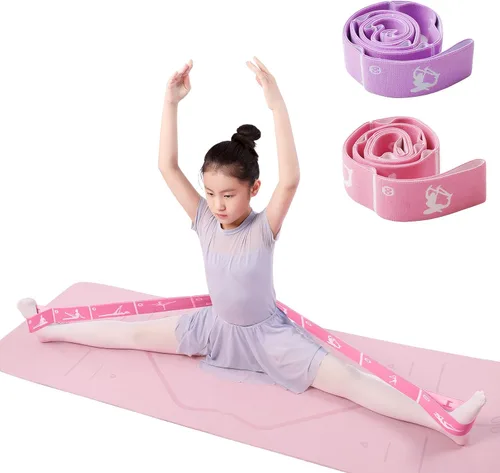Vista 11 de Paquete de 2 Bandas Elásticas de Estiramiento Ajustables para Niños - Bandas Elásticas de 8 Bucles para Ballet, Latín, Yoga, Gimnasia y Estiramiento