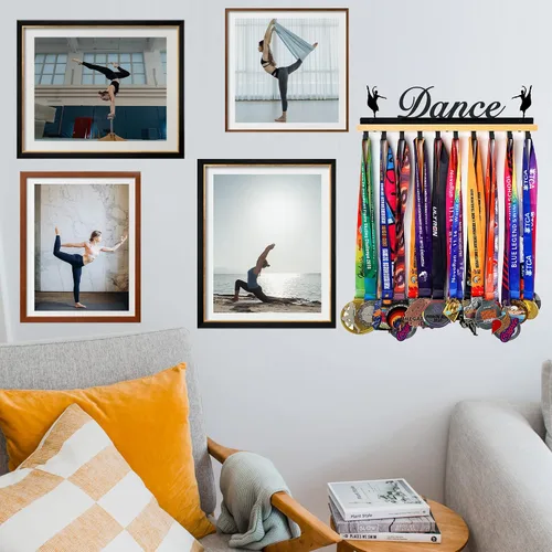 Vista 7 de Goutoports Soporte para medallas de danza, exhibición de medallas de baile y gimnasia, para competición atlética, montaje en pared, más de 60