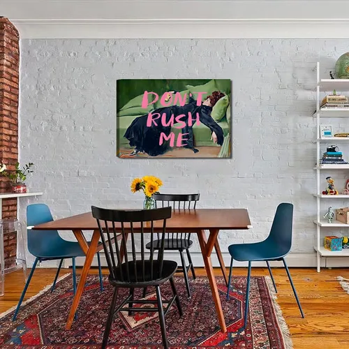 Vista 4 de Maximalist - Arte de pared decorativo estético de moda, arte de pared ecléctico femenino, arte de pared con texto en inglés "Don't Rush Me Altered