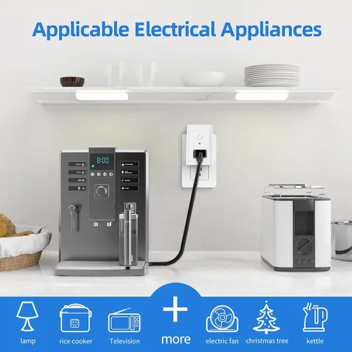 Vista 6 de TiFFCOFiO Enchufe de salida de control remoto, interruptores de luz inalámbricos para interiores, control remoto de rango de 100 pies, 15A/1875W