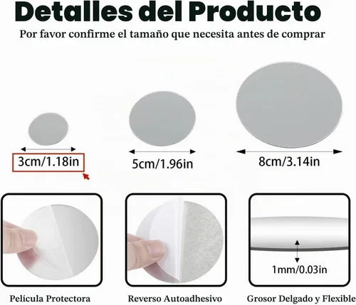 Vista 2 de Mini azulejos de espejo acrílico autoadhesivos de 1 pulgada, 50