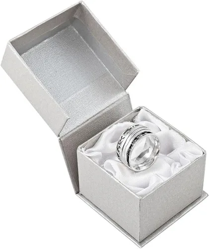 Vista 6 de Shop LC 925 Sterling Silver Boho Spinner Fidget Anxiety Ring for Women 3 rayas.