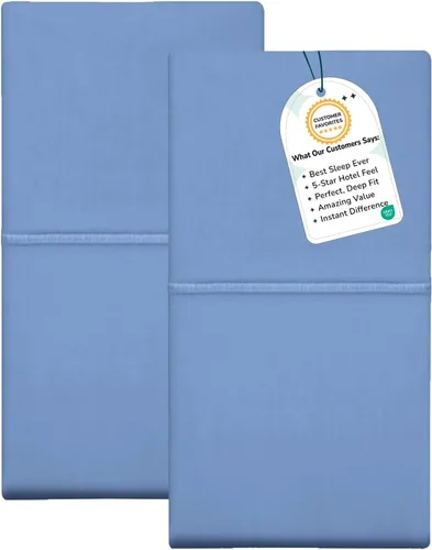 Vista 20 de Feather & Stitch - Juego de 2 fundas de almohada estándar de 100 % algodón, 500 hilos, fundas de almohada suaves con cierre tipo sobre, suaves