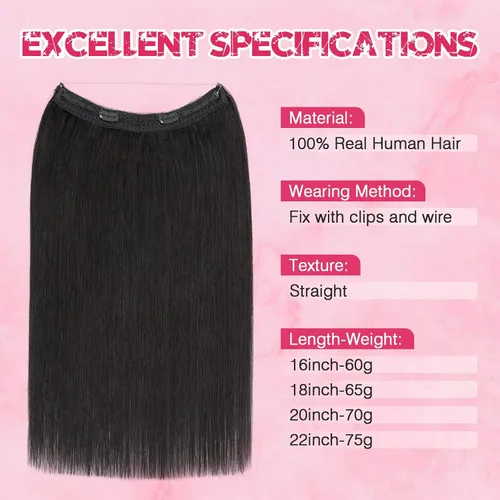 Vista 5 de MY-LADY - Extensiones de cabello humano real, extensiones de cabello humano real, 12 pulgadas, color negro azabache, extensiones de cabello largo