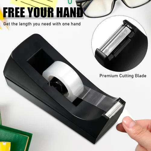 Vista 5 de Thenshop Juego de 6 grapadoras de escritorio, dispensadores de cinta, grapadoras negras para oficina de escritorio con grapas estándar, soporte