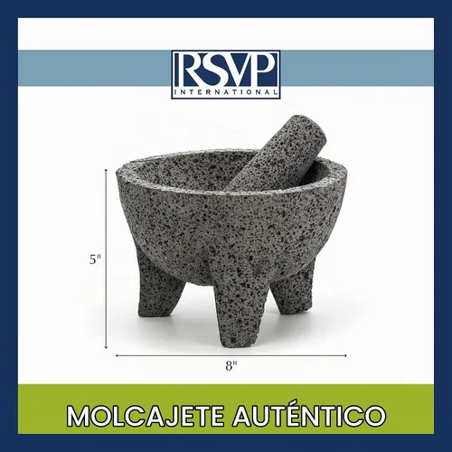Vista 6 de RSVP International Molcajete mexicano auténtico, 8.5 x 5 pulgadas, piedra volcánica natural