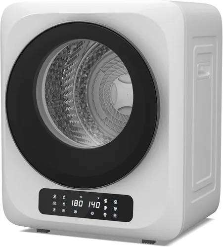 Vista 12 de VCJ Secadora de ropa portátil para apartamento, secadora de ropa eléctrica compacta de 10 libras con tambor de acero inoxidable, 1.5 pies cúbicos