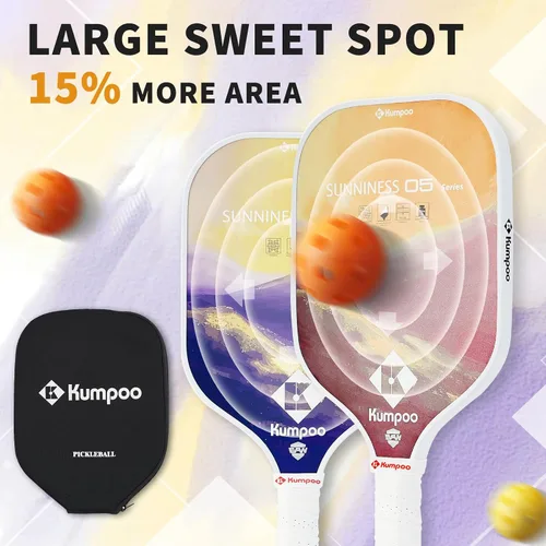 Vista 2 de Pickleball Paddle, Fiberglass Pickleball Paddle Set with Cover, Large Sweet Spot Pickle Ball Racket with PP Honeycomb Core for Women, Men