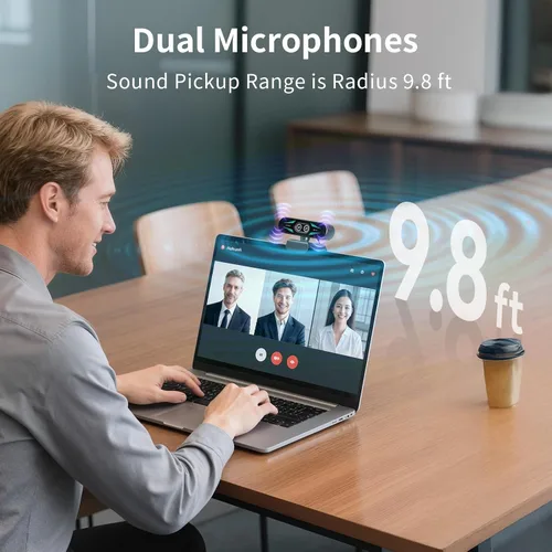 Vista 7 de EMEET C60E Cámara web de 4K de doble cámara para transmisión, cámaras de gran angular y telefoto, zoom híbrido máximo de 11X