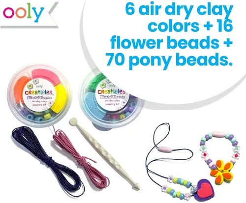 Vista 5 de Ooly Creatibles - Kit de joyería de arcilla seca al aire para niños, kit de fabricación de joyas artísticas con 6 colores de arcilla, cuentas