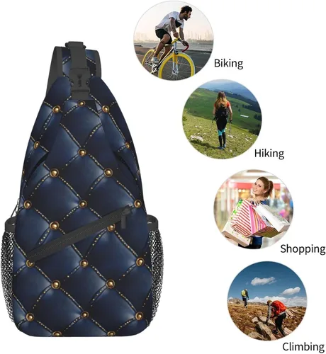 Vista 5 de Small Crossbody Bags for Women Men - Vintage Navy Leather Plaid Print Adjustable Shoulder Bag Fanny Packs Belt Sling Bag Crossbody Purses Backpack