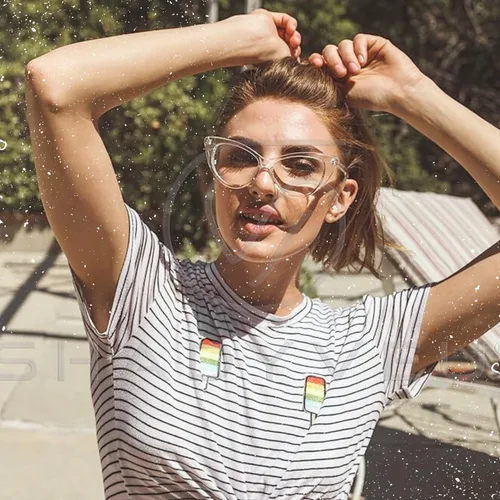 Vista 5 de ShadyVEU Gafas de sol vintage Cateye protección UV sin receta lente transparente elegante moda retro Mod
