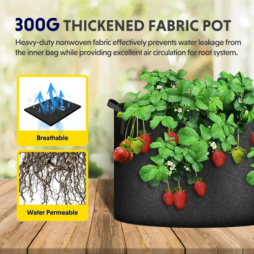 Vista 4 de iPower Paquete de 24 bolsas de cultivo de aireación gruesa de 7 galones, macetas de tela no tejida con asas de correa, contenedor para jardinería