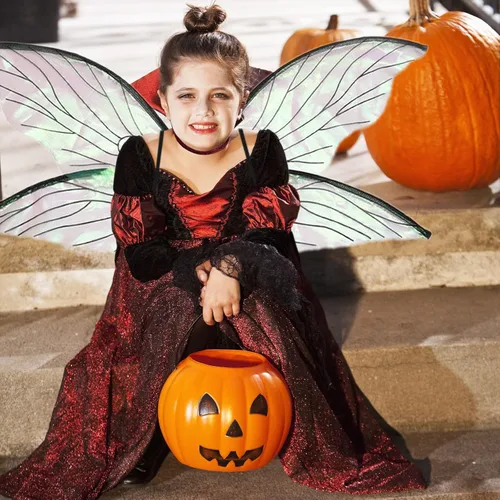 Vista 6 de Alas de hadas para niñas alas de mariposa alas de hadas brillantes transparentes para disfraz Halloween cosplay