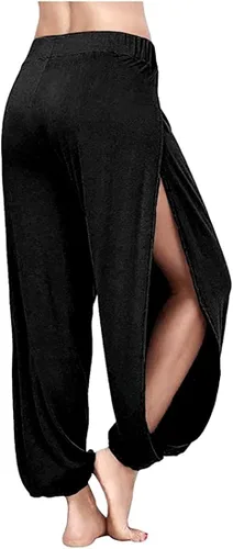 Vista 4 de ARJOSA Pantalones de yoga con abertura lateral para mujer pantalones de yoga con pierna ancha pantalones de playa