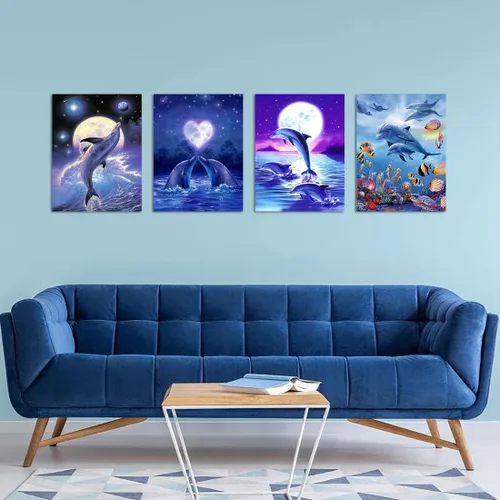 Vista 3 de Muzagroo Art Paquete de 4 Kits de Pinturas de Diamantes para Adultos Arte de Diamantes 5D DIY con Diamantes Redondos de Perforación Completa