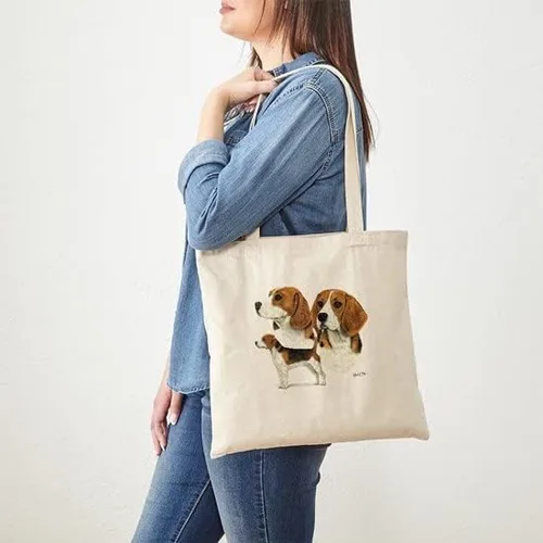 Vista 3 de CafePress Beagle - Bolso de mano múltiple de lona natural bolsa de compras reutilizable