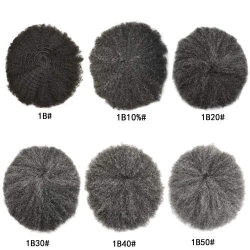 Vista 7 de Unidad de cabello de tejido afro para hombres negros, sistema de reemplazo de cabello humano brasileño para hombres africanos estadounidenses encaje