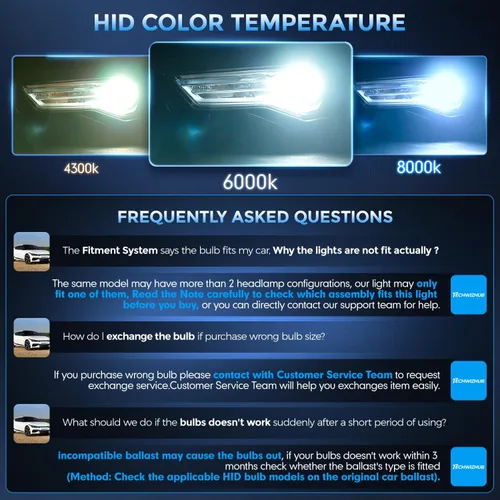 Vista 9 de D3S HID - Bombillas para faros delanteros de xenón 6000K, color blanco frío de 35 W, haz alto/bajo, repuesto 66340 42403 42302 42302C1, base