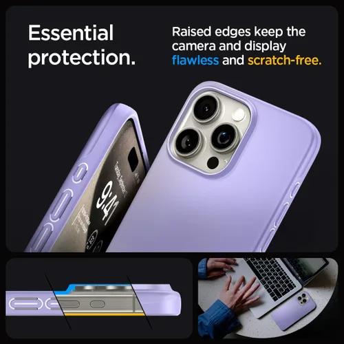 Vista 5 de Spigen Funda delgada diseñada para iPhone 15 Pro Max (2023) [carcasa dura] [protección de grado militar] - morado iris