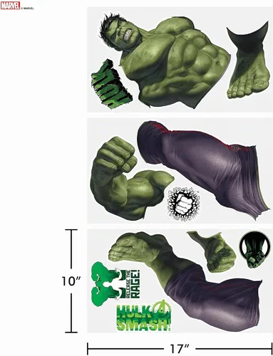 Vista 7 de Wall Palz Marvel Incredible Hulk Calcomanías de Pared - 29" Realidad Aumentada Vengadores Hulk Decoración de Pared para Dormitorio Calcomanías