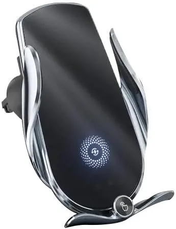 Vista 6 de Cargador inalámbrico M3 negro con sensor automático para ventilación de aire para coche, soporte para teléfono de 15 W, carga rápida, iOS Android