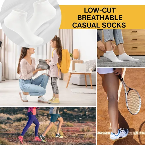 Vista 5 de Calcetines de tobillo para niños, calcetines de corte bajo invisibles para niños y niñas, paquete de 25 pares a granel para la escuela, tallas de 1