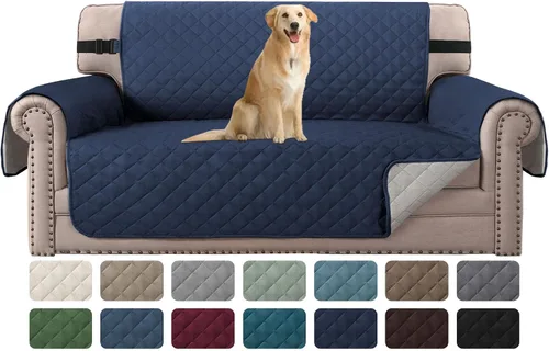 Vista 76 de H.VERSAILTEX Funda de sofá resistente al agua para sofá de 3 cojines, reversible, protector de muebles acolchado con correa elástica, funda de sofá