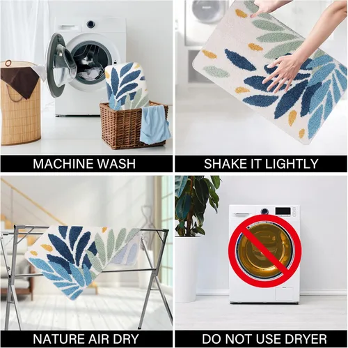 Vista 7 de Tiita Tapete para interiores, tapete para puerta delantera y trasera, lavable a máquina, suave, tapete de baño para entrada, 32 x 20 pulgadas, hojas