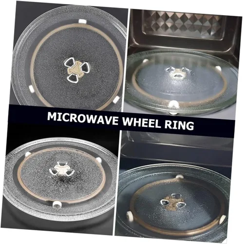 Vista 4 de Garneck Soporte de rodillo para bandeja de 4 unidades, soporte para placa de microondas, placa de microondas, bandeja de microondas, rodillo