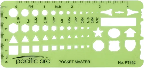 Vista 31 de Pacific Arc Plantilla de guía de elipse isométrica, 27 elipse total de 1/8 a 2 pulgadas con graduaciones de pulgadas