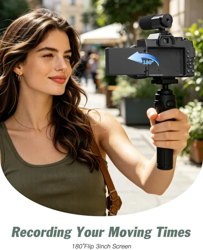 Vista 10 de Cámaras digitales 8K 64MP para fotografía, zoom 16X y micrófono, negro