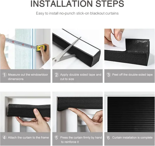 Vista 7 de MALOKI Persianas plisadas para ventana, persianas temporales sin cordones, filtrantes de luz, plisadas, de papel, para oscurecer la habitación