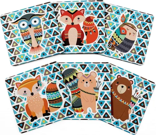 Vista 23 de Juego de 6 posavasos cuadrados de 4 pulgadas, fáciles de limpiar, base de corcho, reutilizables, diseño de calavera