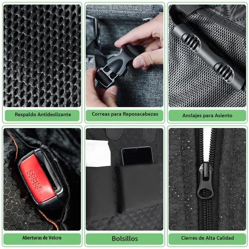 Vista 5 de Vailge - Fundas para asiento de coche para perros 100% impermeables convertibles, funda para asiento de perro impermeable con ventana de malla Negro