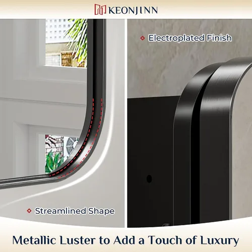 Vista 6 de Keonjinn Gabinetes de medicina delgados negros de 15 x 36 pulgadas, botiquín lateral estrecho para baño con espejo, marco de acero inoxidable