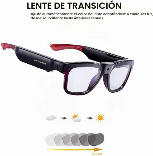 Vista 4 de Gafas inteligentes OHO 4K Bluetooth AI con cámara, lente fotocromática