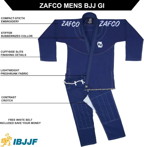 Vista 3 de Jiu Jitsu Gi BJJ Gi brasileño para hombre uniforme de Kimonos ligero preencogido con cinturón blanco
