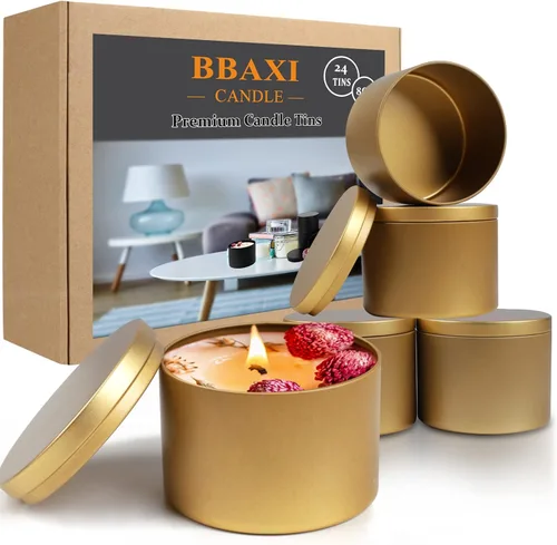 Vista 12 de BBAXI Latas de velas blancas de 4 onzas, 24 piezas, lata de vela vacía negra con tapas para hacer velas caseras, frascos de velas blancas mate Latas