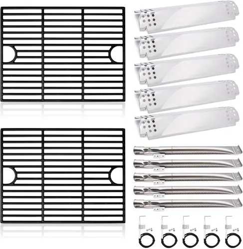 Vista 9 de Piezas de repuesto para modelos de parrilla Nexgrill 720-0864 720-0864M, 2 placas de protección térmica para domadores de llama y 2 quemadores
