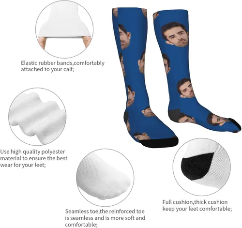 Vista 4 de Calcetines de cara de mascotas personalizados para hombres y mujeres con foto de amantes de las mascotas tamaño unisex para perro gato animales