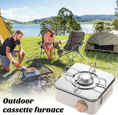 Vista 6 de Estufa de camping al aire libre, estufa de butano portátil, válvula de gas de acero inoxidable, estufa de propano para camping, barbacoa, picnic