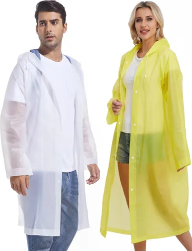 Vista 26 de 2 abrigos de lluvia de Borogo para adultos, chaquetas de lluvia reutilizables para hombres y mujeres