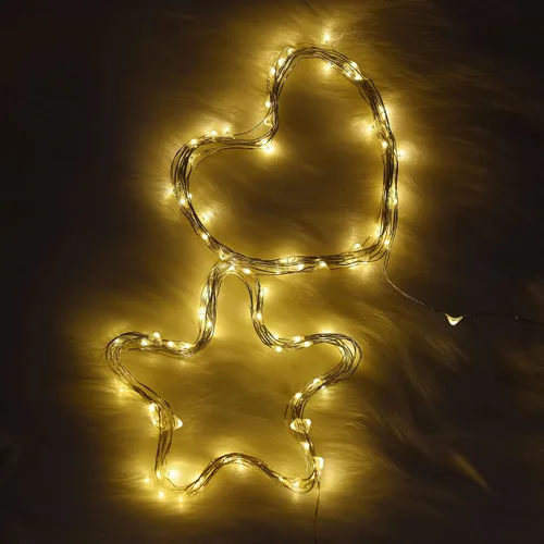 Vista 3 de Karlling guirnalda de luces LED, enchufado de USB, focos LED de alambre plateado, impermeable cadena de luces estrelladas para dormitorio, patio