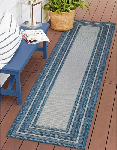 Vista 21 de Liora Manne Carmel - Alfombra tejida de perfil bajo de fácil cuidado para interiores y exteriores, color aguamarina, 6 pies 6 pulgadas x 9 pies 4