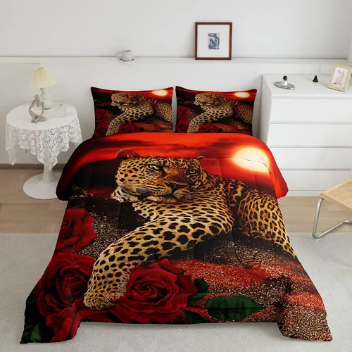 Vista 10 de jejeloiu Lindo juego de edredón de mariquita roja de dibujos animados, juego de ropa de cama para niños y niñas, decoración de animales kawaii