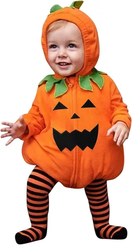 Vista 12 de Disfraz de calabaza para bebé, unisex para niños pequeños